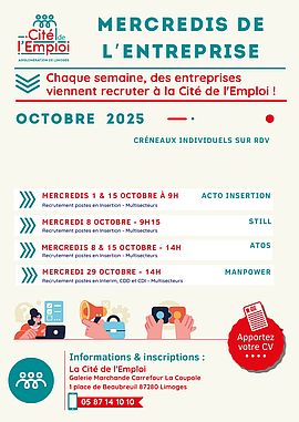 Les mercredis de l'entreprise en octobre 2025 de Limoges Métropole 