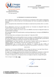 Décision de versement d une aide à la transformation numérique à l'entreprise ECOMDATA