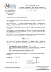 Décision relative à l'affermissement de la tranche optionnelle n°1 du marché relatif aux travaux de réfection de la route des barrières à Couzeix