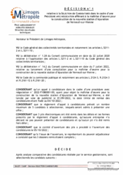 Décision n°1 relative à la sélection de candidatures dans le cadre d'une procédure avec négociation afférant à la maîtrise d'oeuvre pour la construction de la nouvelle station d'épuration de Verneuil-sur-Vienne