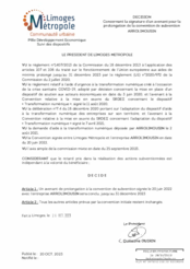 Décision concernant la signature d'un avenant pour la prolongation de la convention de subvention ARROLIMOUSIN