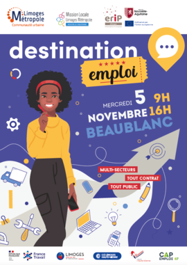 Affiche Destination Emploi 2025 Limoges Métropole - Agrandir l'image (fenêtre modale)