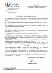 Décision de versement d'une aide à la transformation numérique à l'entreprise PLANETE ELECTRICITE