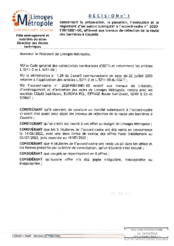 Décision n°1 concernant la préparation, la passation, l'exécution et le règlement d'un marché subséquent à l'accord-cadre n ° 2020-F0010001-00, afférent aux travaux de réfection de la route des barrières à Couzeix