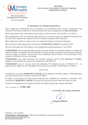 Décision de versement d'une aide à la Transition Hydrique - TRANSPORTS LEROUX