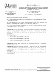 Décision n°1 concernant la déclaration sans suite d'un marché afférent à la construction d'un bâtiment accueil - nouveau cimetière de Couzeix « le Valroses » - lot 1: terrassements, VRD - lot 2: gros oeuvre - lot 4: couverture et bardage acier