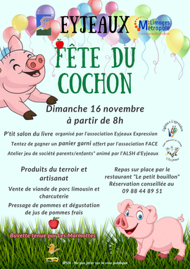 Affiche Fête du cochon à Eyjeaux 87 2025 - Agrandir l'image (fenêtre modale)