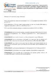 Décision n°1 concernant la préparation, la passation, l'exécution et le règlement d'un marché à procédure adaptée afférent à la fourniture et pose de panneaux de signalisation en 2 lots