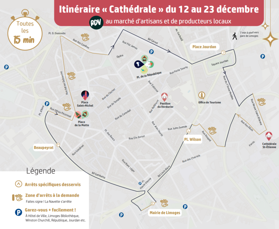 Itinéraire gratuit cathédrale Navette de Limoges Décembre 2025 - Agrandir l'image (fenêtre modale)