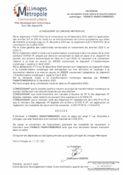 Décision de versement d'une aide à la transformation numérique - FRANCE PARATONNERRES