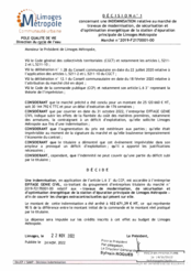 Décision n°1 concernant une indemnisation relative au marché de travaux de modernisation, de sécurisation et d'optimisation énergétique de la station d'épuration principale de Limoges Métropole
