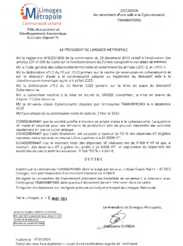 Décision de versement d’une aide à la Cybersécurité - TRANSHYDRO