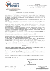 Décision de versement d'une aide à la transformation numérique - FAURE EQUIPEMENT