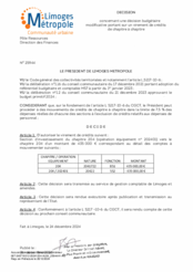 Décision concernant une décision budgétaire modificative portant sur un virement de crédits de chapitre à chapitre
