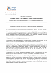 Décision concernant la saisine de Monsieur le Juge des référés du Tribunal administratif de Limoges à fins de référé expertise dans le cadre de travaux publics sis rue Porte Panet à Limoges