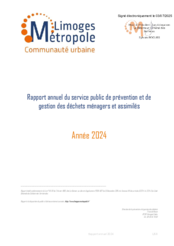 Rapport annuel 2024 sur le prix et la qualité du service public de gestion des déchets ménagers et assimilés