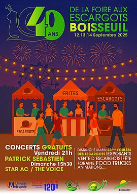 Affiche foire aux escargots 2025 à Boisseuil - Agrandir l'image (fenêtre modale)