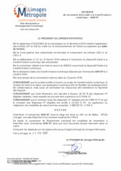 Décision concernant le versement d'une aide à la transformation numérique - ADN 87