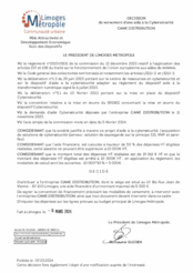 Décision de versement d’une aide à la Cybersécurité - CANE DISTRIBUTION