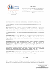 Décision concernant une convention d'occupation de locaux du domaine public avec L'UNIVERSITE DE LIMOGES agissant pour le compte du Laboratoire XLIM